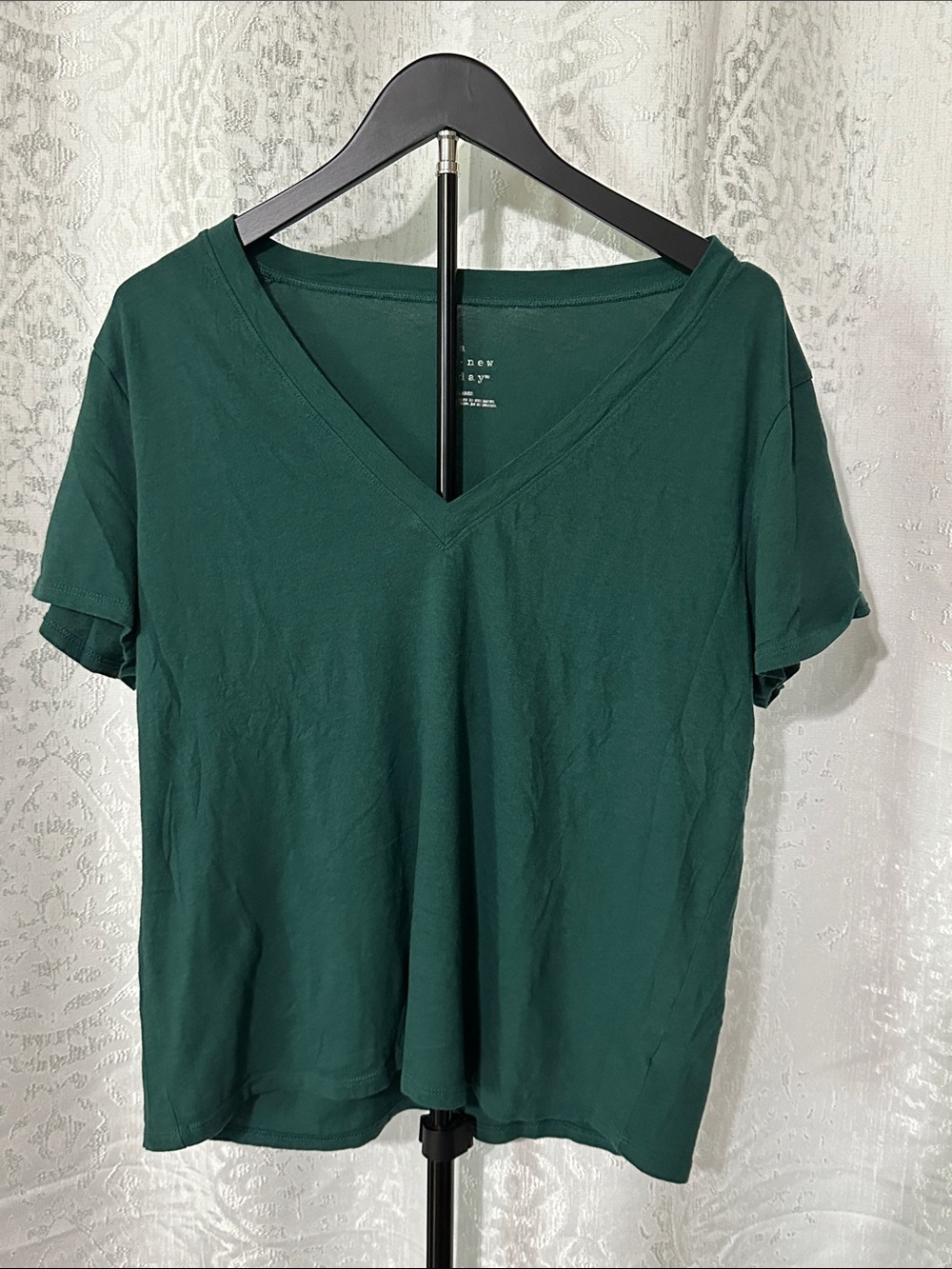 a new day Deep Teal V-Neck Short Sleeve Tee, Boxy Fit, Large